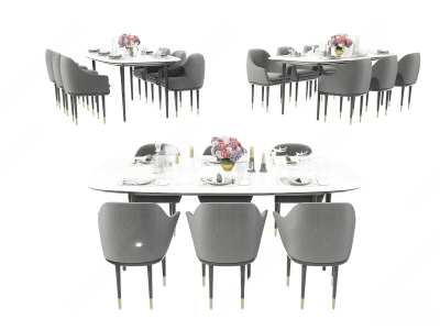 现代餐桌椅组合3D模型下载